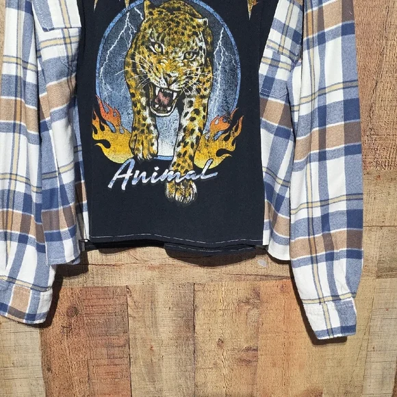 Upcycled 'Def Leapord' Women's Long Tee - Picture 4 of 5